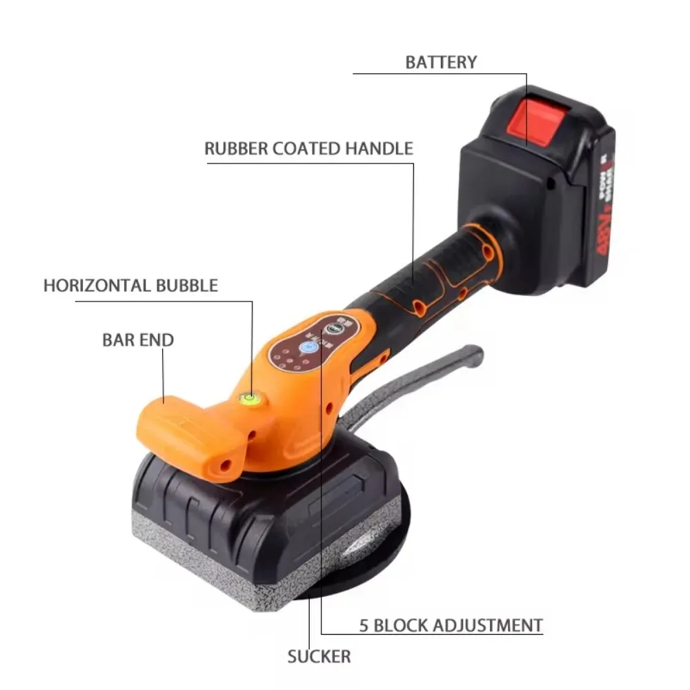 

48VF Professional Automatic Electric Tiling Machine 5 Gears Rechargeable Floor Laying Leveling Tool Bubble Leveler Tile Vibrator