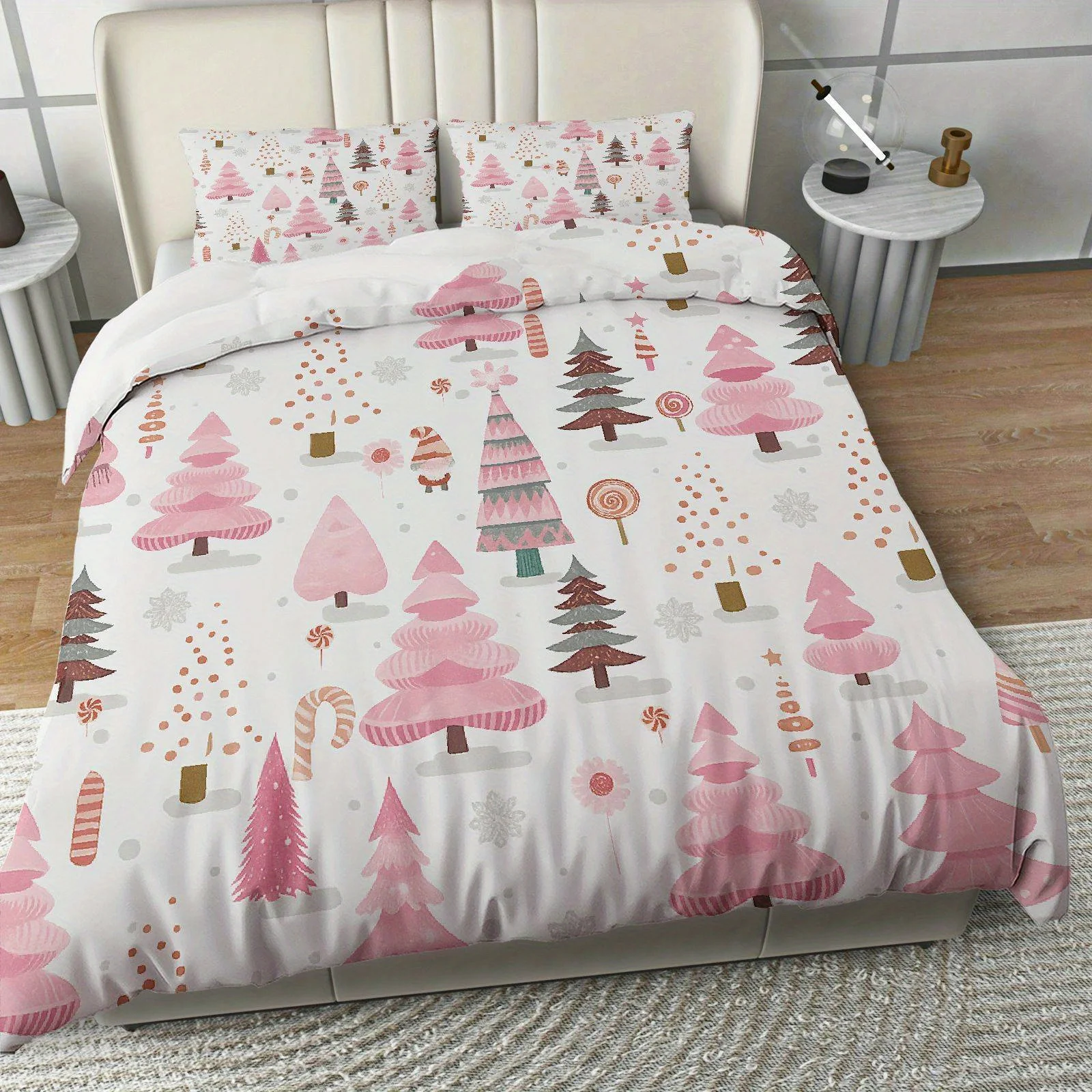 ensemble-de-housse-de-couette-rose-arbre-de-noel-et-bonbons-flocon-de-neige-literie-en-polyester-doux-et-confortable-avec-fermeture-a-glissiere-3-pieces