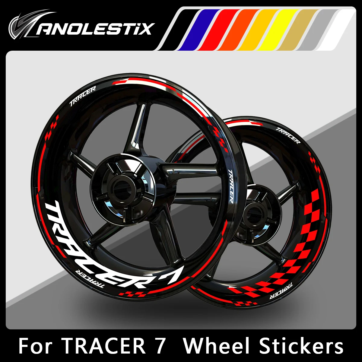 AnoleStix Reflective Motorcycle Wheel Sticker Hub Decal Rim Stripe Tape For YAMAHA TRACER7 TRACER7GT