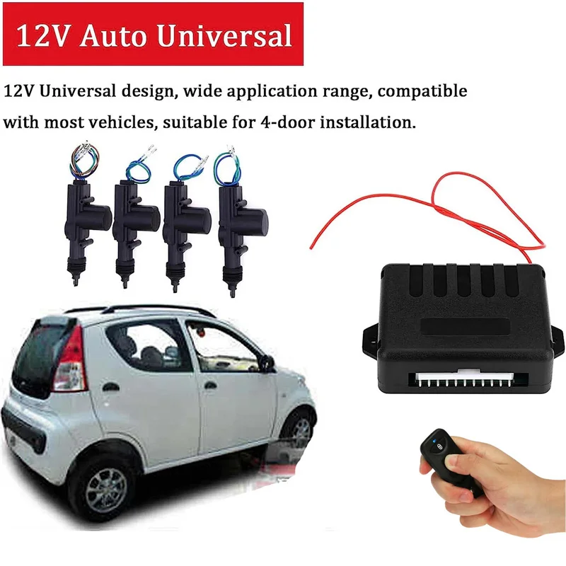 

Universal 12V Car Lock Door Remote Control Keyless Entry System Locking Kit With 4 Door Lock Actuator Car Tools