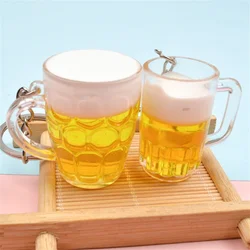 New Simulation Beer Mug Keychains Trendy Bar Cocktail Whiskey Bottle Keyring Couple Key Chain Bag Pendant Accessories Party Gift
