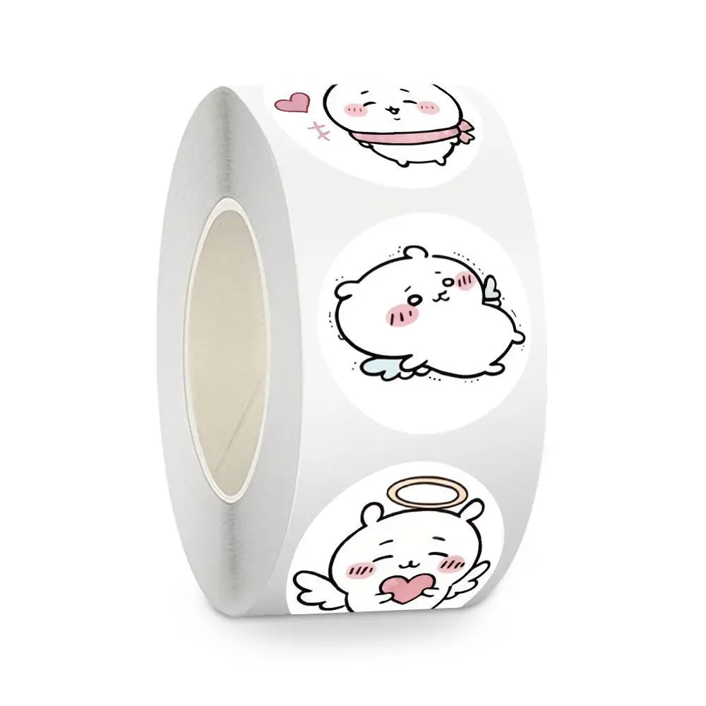 jiyi Stickers Roll 500 Pcs Kawaii Emoji Angel Heart Hachiware Usagi Round Label DIY Journal Notebook Decor Stationery Gift view 4