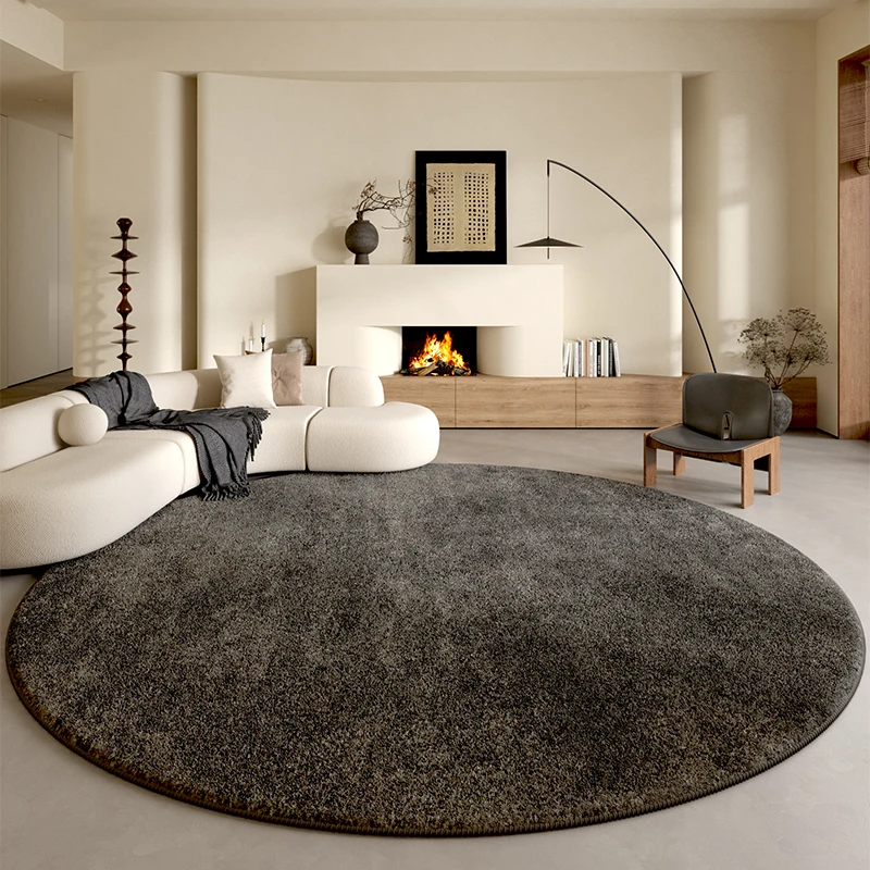 Minimalist Style Bedroom Decor Round Carpet Thick Plush Cloakroom Floor Mat Solid Color Carpets for Living Room Fluffy Soft Rug