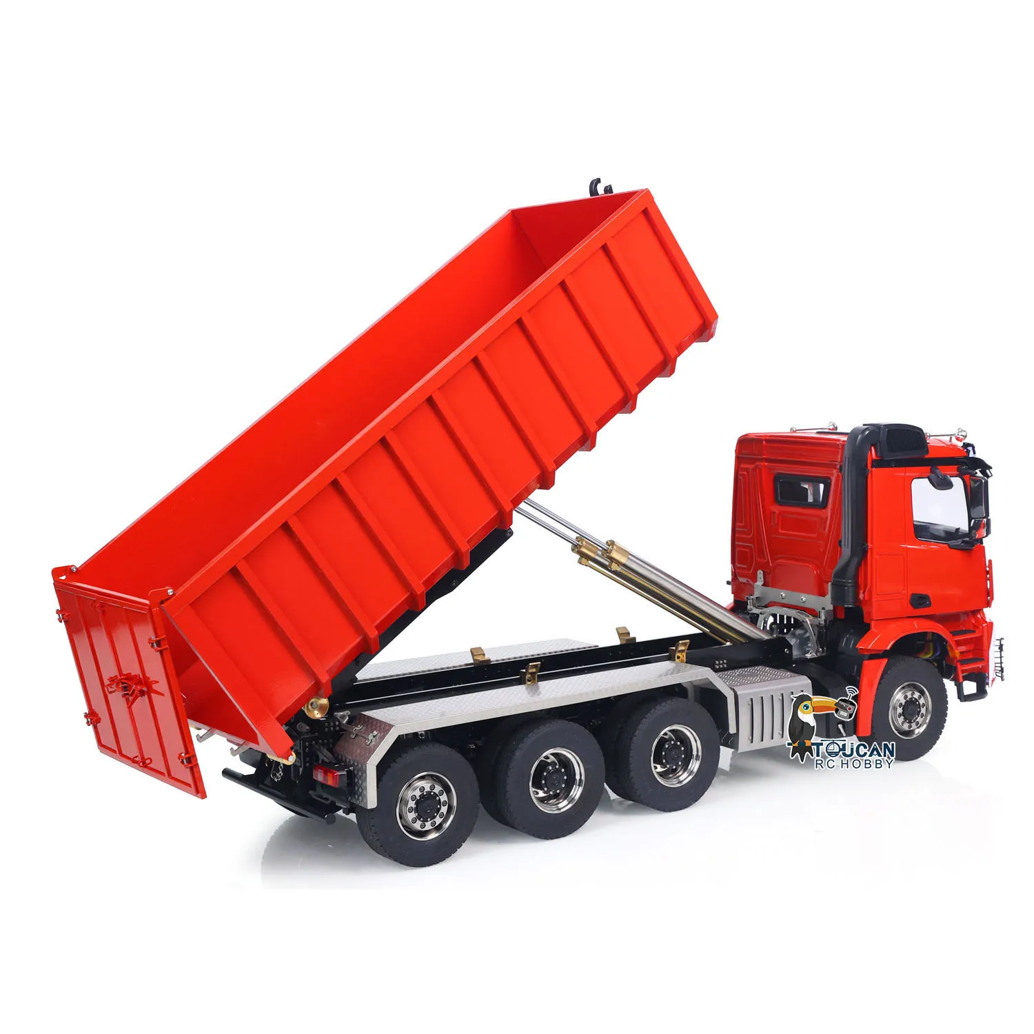 

1/14 8x8 RC Гидравлический самосвал Roll On Off Полностью готовый самосвал Задний мост Рулевое управление 3-скоростная коробка передач Свет Звук Игрушки