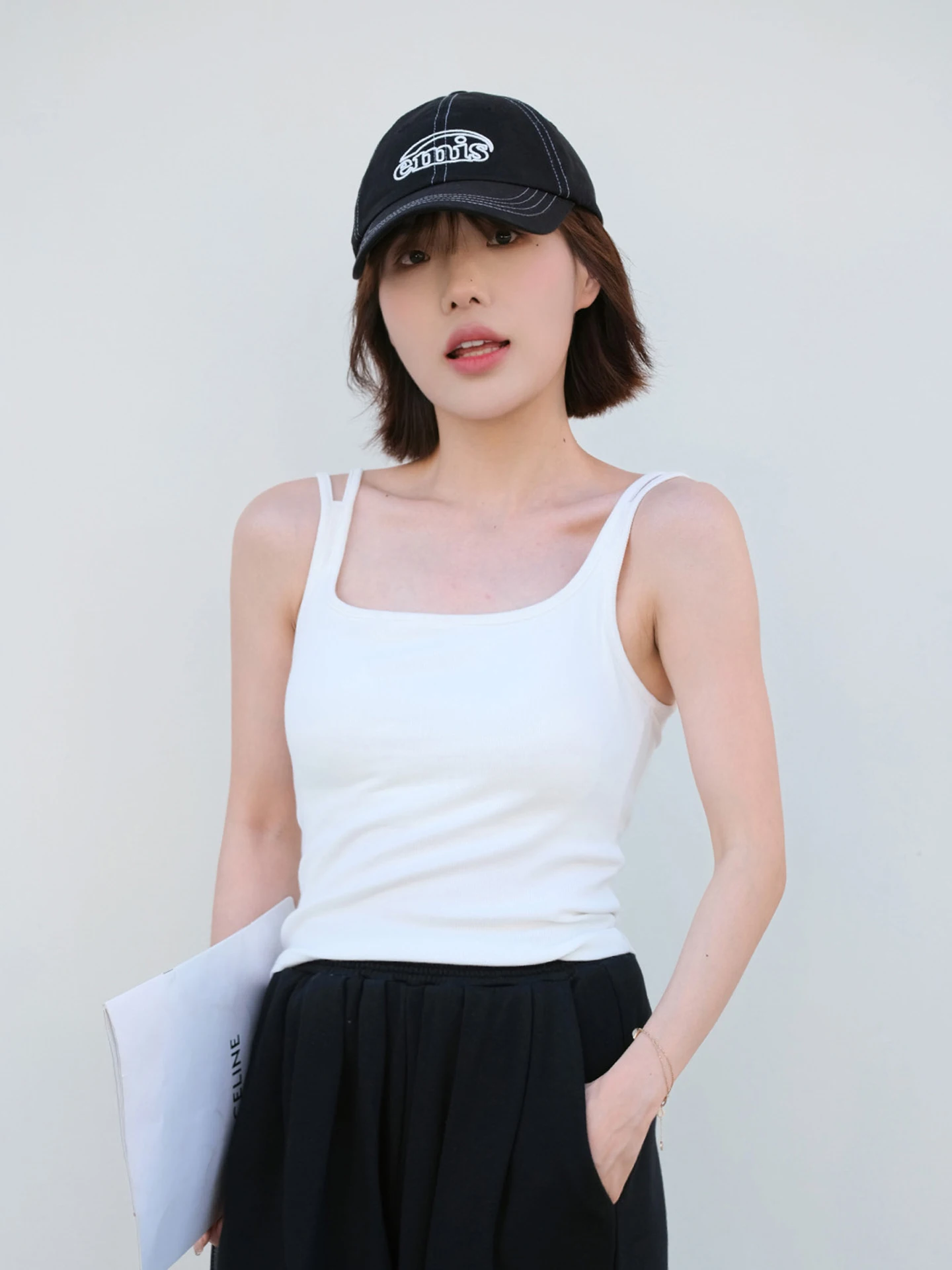 

Женский однотонный универсальный жилет с двойными бретелями, внутренняя одежда, верхняя одежда, облегающий топ, повседневный топ