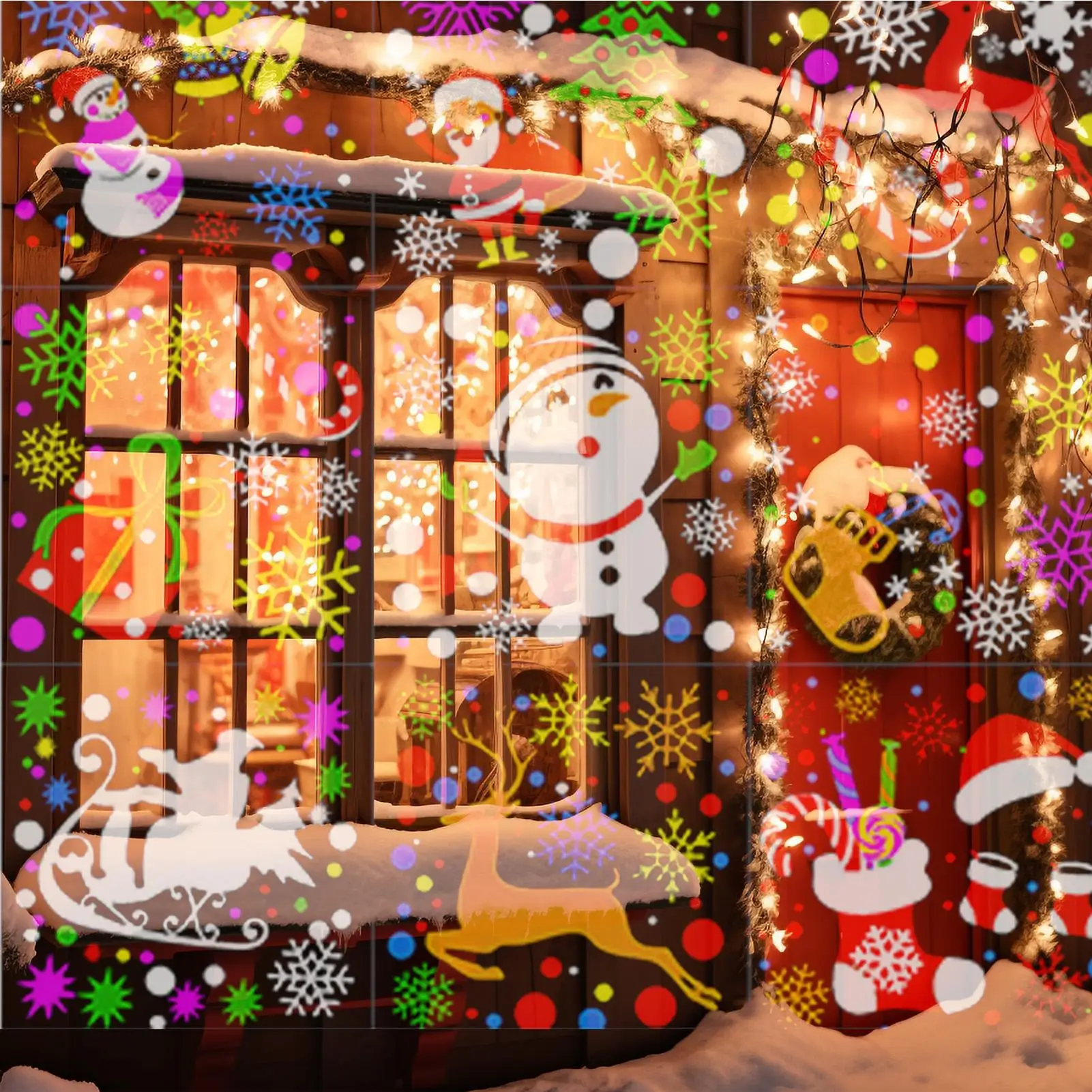 عيد الميلاد العارض الإضاءة المحيطة زينة عيد الميلاد LED كشاف ضوئي في الهواء الطلق عطلة ديكور لحديقة ساحة الفناء الشرفة #3