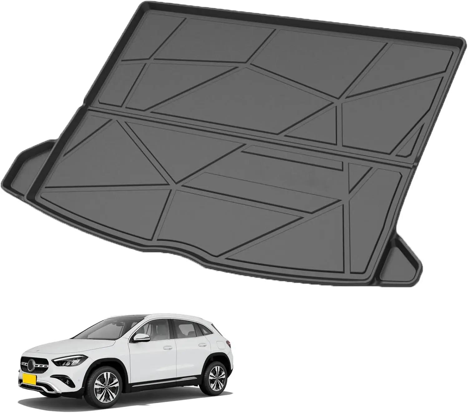All-Weather Rear Cargo Tray for Car, Black TPE, Heavy Duty Waterproof