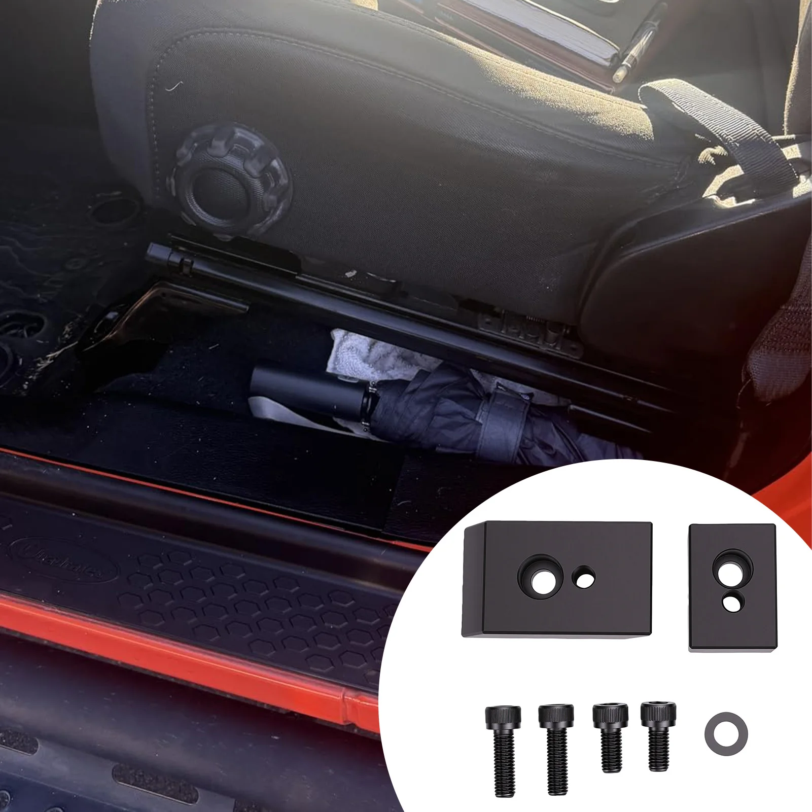 Car Front Seat Riser Spacer Kit Aluminum Seat Recline Kit Replacement for Jeep Wrangler JL JLU 2018 and Later Fixed 3/4in Blocks