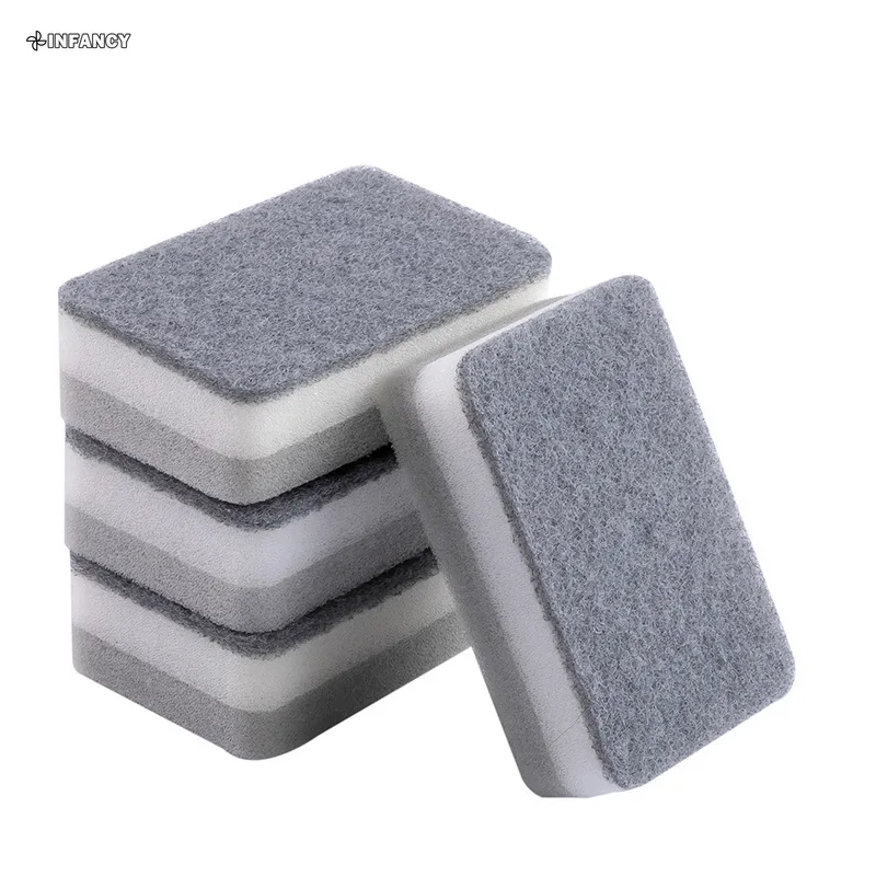 4Pcs Double-sided Cleaning Spongs Household Scouring Pad Kitchen Wipe Dishwashing Sponge Cloth Dish Cleaning Towels Accessories