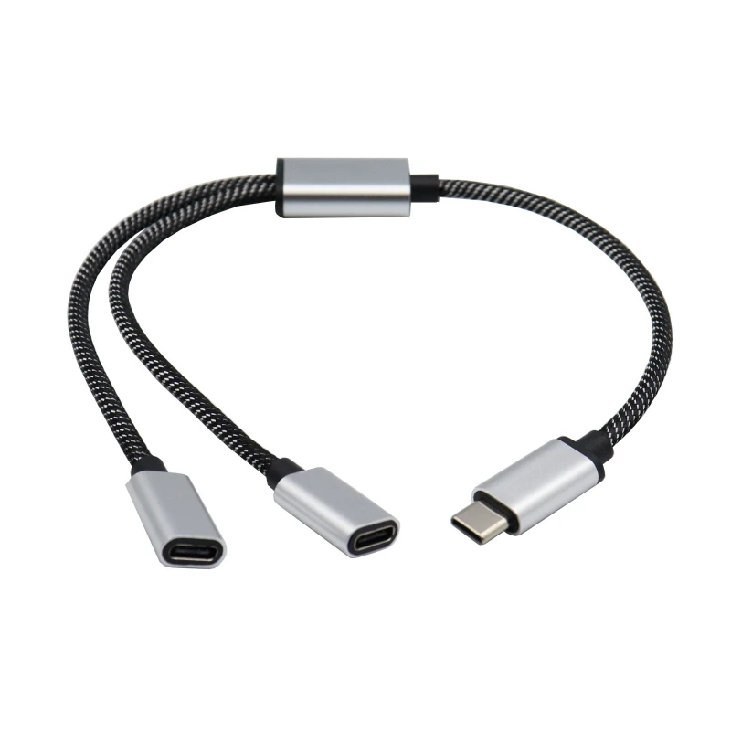 محمول USB C ذكر إلى مزدوج USB C أنثى الفاصل USB Y الفاصل كابل نوع C محور لأجهزة نوع C الألعاب مقبض دروبشيب