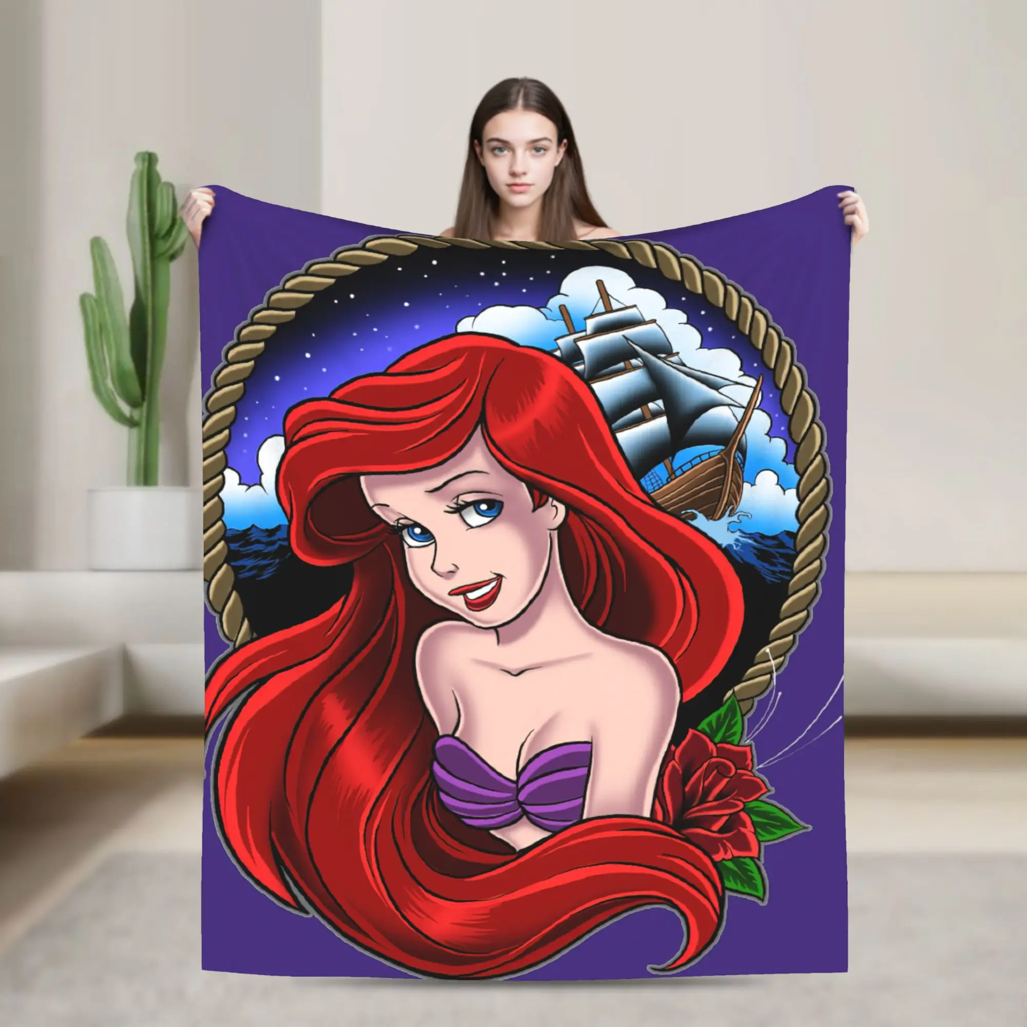 جزء من بطانية عالمك ليتل ميرميد الصوف الجدة لينة رمي بطانية للمنزل مطعم الصيف