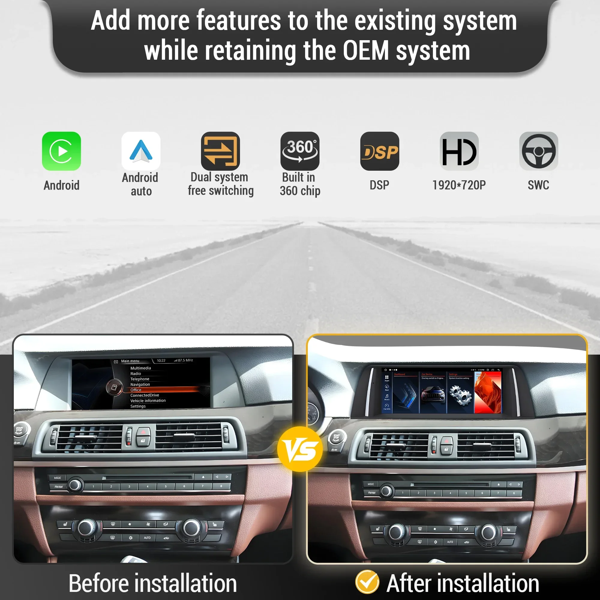 10.25 inch For BMW 5 series F10 F11 2011-2017 Android 14 Car Radio Wireless Bluetooth Carplay Snapdragon 680 Head Unit Screen