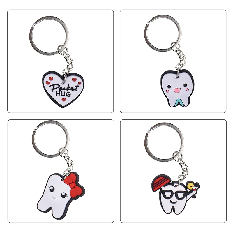 1pcs Dental Teeth Shape Model Simulation Tooth Key Chain Fashion Cartoon Lovely Girls Gift Pendant Teeth Key Chain