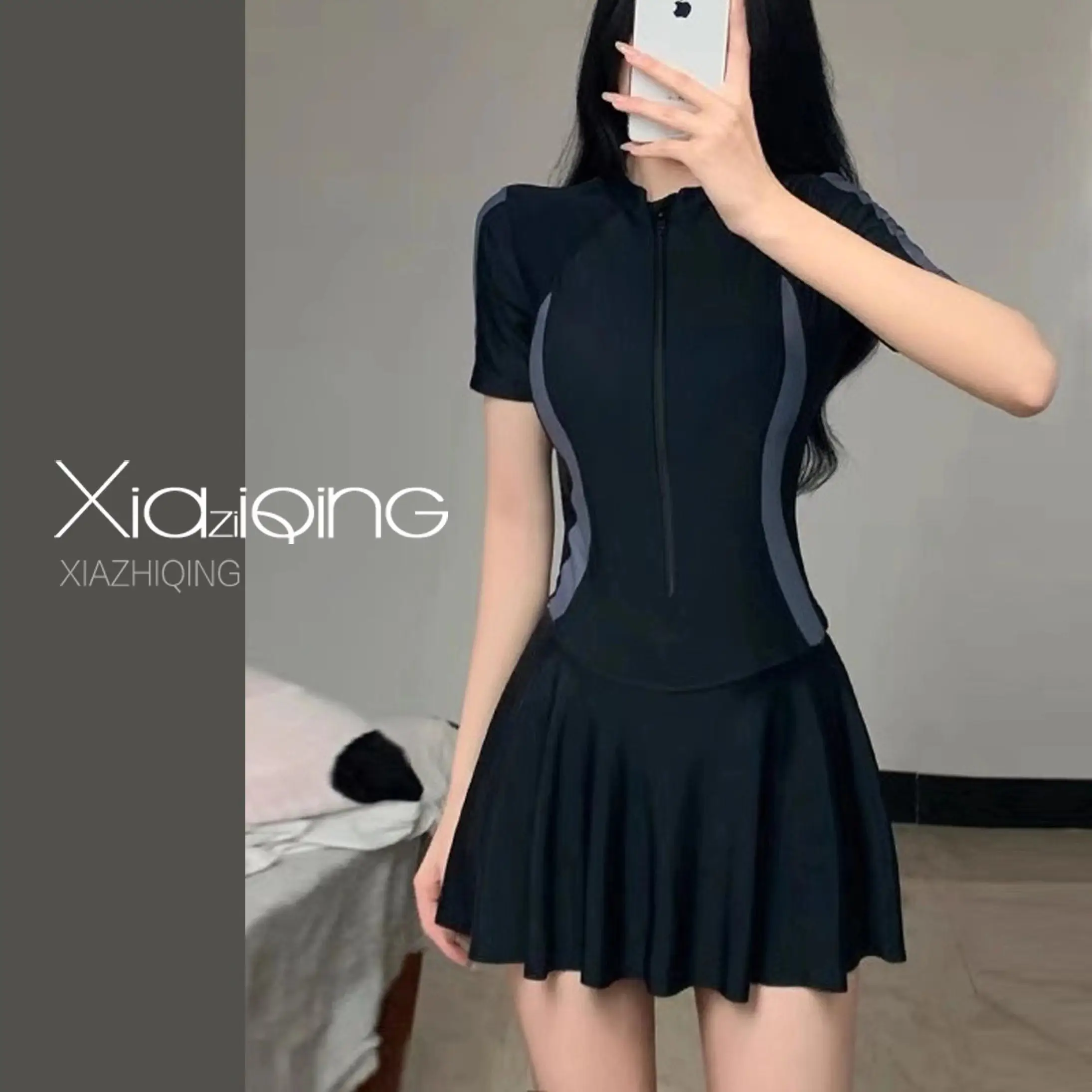 

Conservative Women's One-Piece Swimsuit Summer 2024 New Sle Ins Sports Swimwear Cover-Up Slimming Skirt Design Nylon Fabric