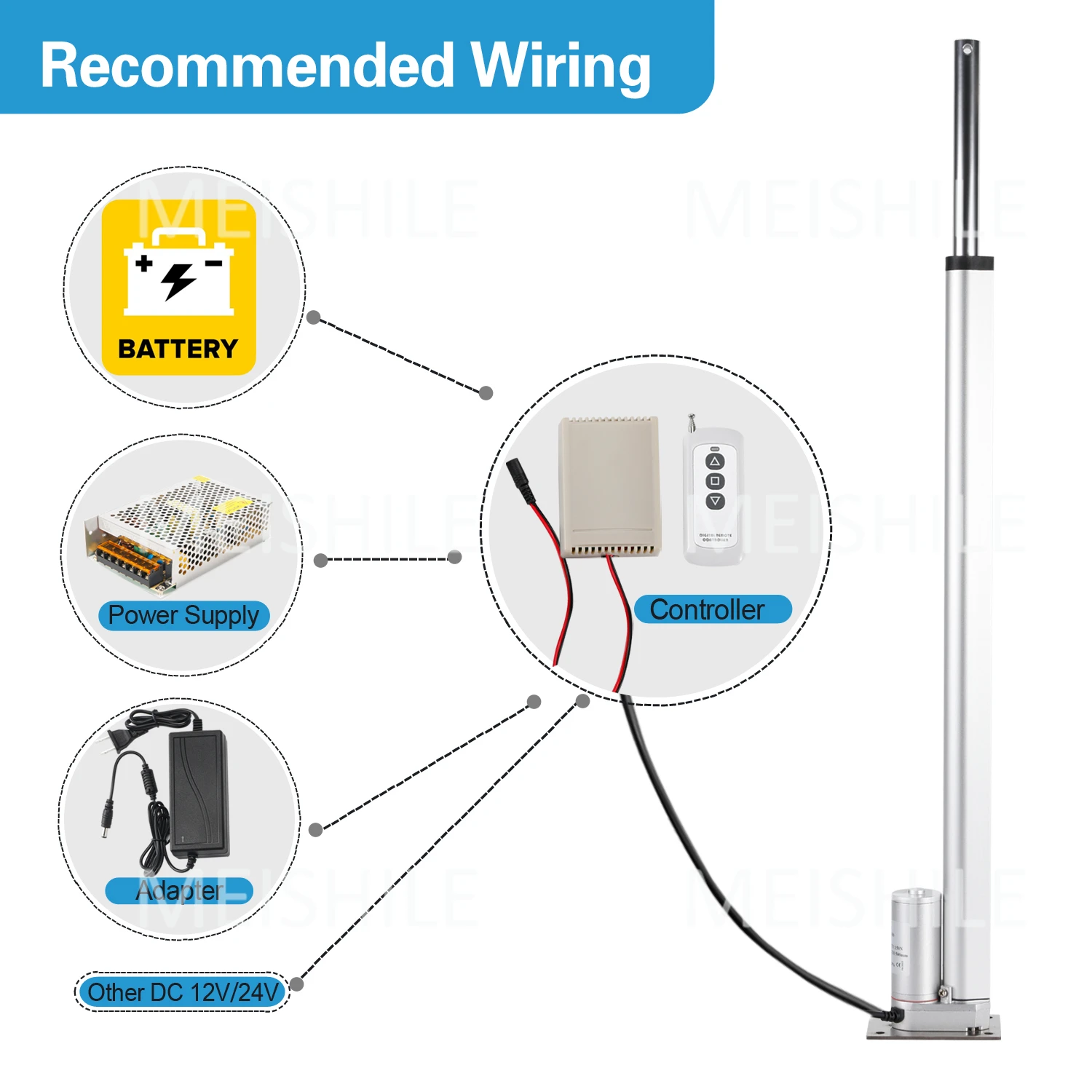 DC12V/24V Linear Actuator 550MM 600MM 650MM 700MM Stroke Electric Window Opener Motor Controller For RV Electric Door Opener