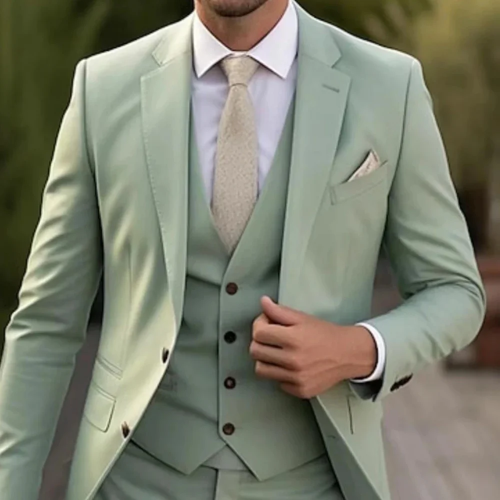 

Business British Style Solid-color Banquet Host Casual Wedding Suit Suit (Blazer+ Vest + Trousers) Men's Fashionable Gentleman
