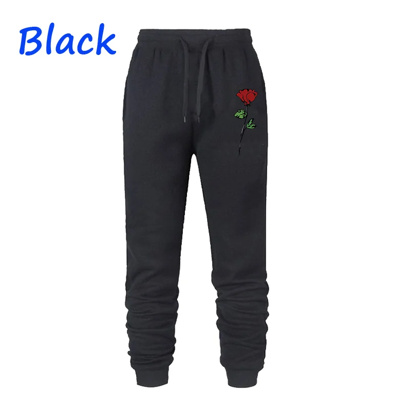 Rose Pattern Long Sports Pants Autumn and Winter Running Printed Casual Sportswear