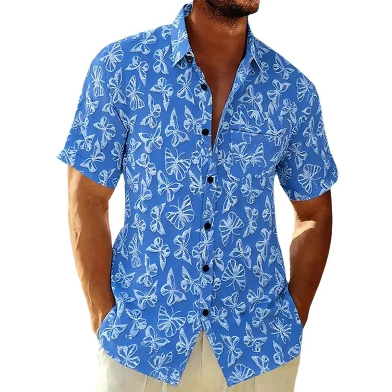 

New Men's Summer Iris Japonica Short Sleeve Hawaiian Shirt Casual Printed Beach Holiday Fashion Stylish Clothing