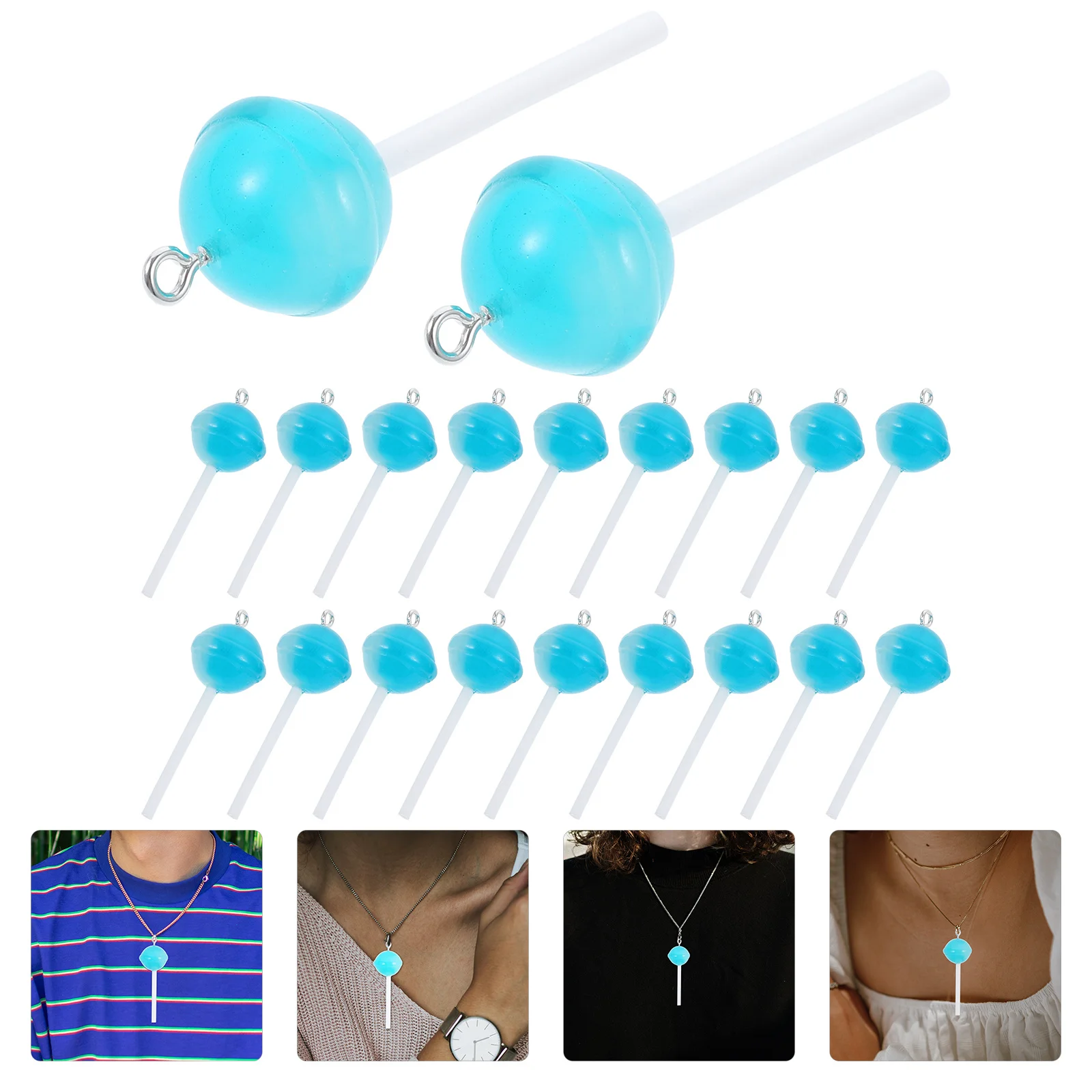 

50Pcs Resin Candy Lollipop Charms Pendant DIY Jewelry Crafts Making Keychain Hanging Pendant Decoration Resin Lollipop Charms