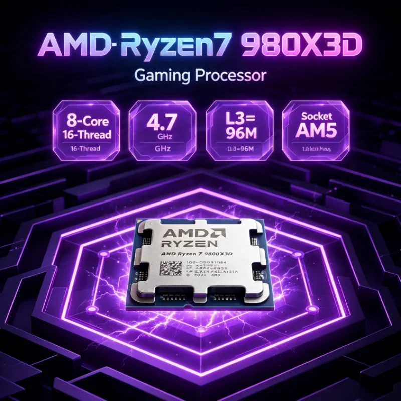 AMD Ryzen 7 9800X3D 4.7GHz R7 9800X3D 8-Core 16-Thread L3=96M Socket AM5 Gaming Processor 4NM DDR5 120W