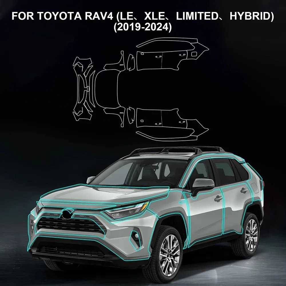 For TOYOTA RAV4 LE XLE LIMITED HYBRID 2019-2021 2022 2023 2024 Transparent Pre Cut PPF Paint Protection Film TPU Clear Sticker
