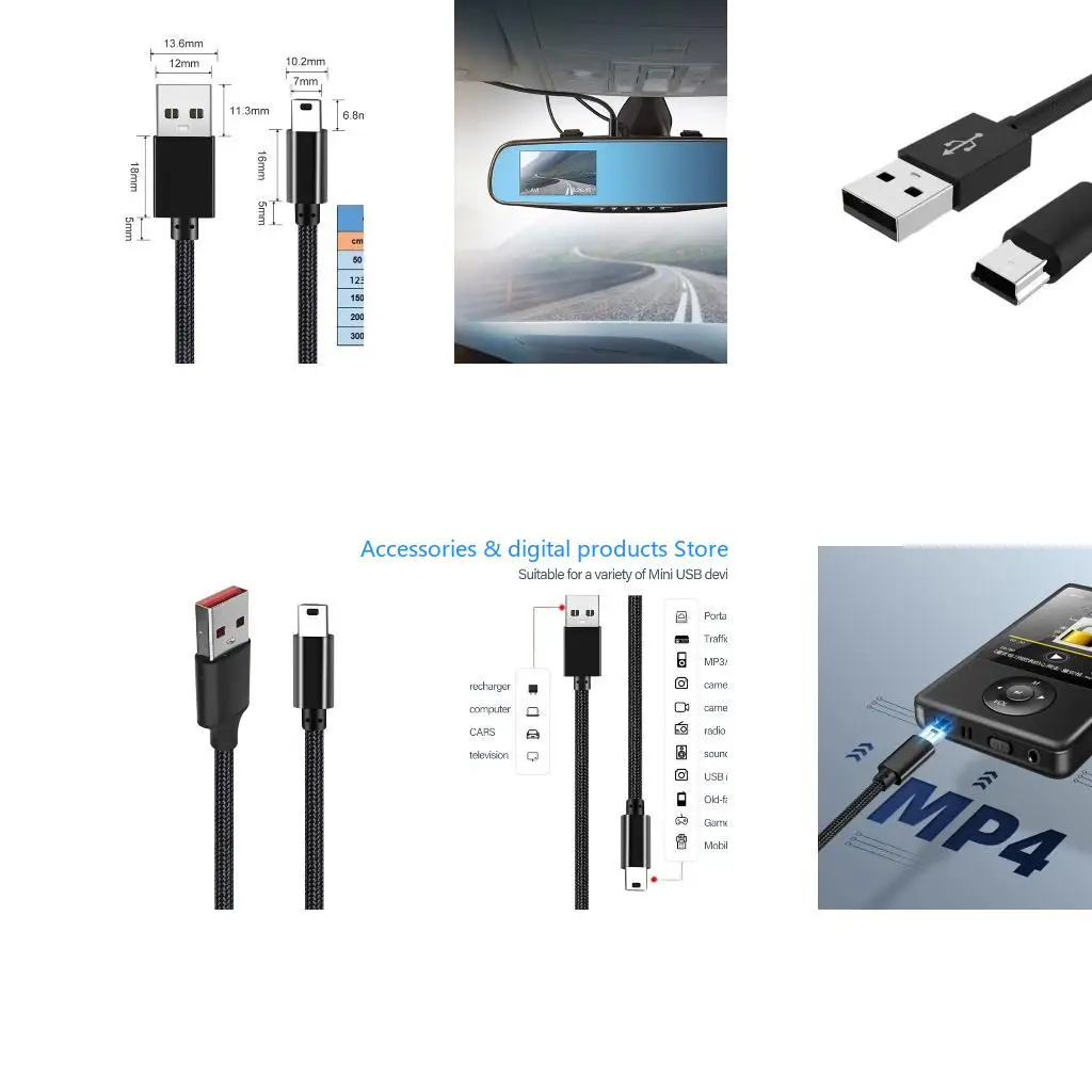 77JD Mini USB Braided Cable Charging Cable for Quick Data Transfer & Device Charging