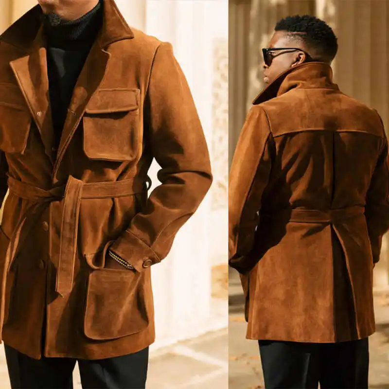 

Casual Customized Men Jacket Clothes Notched Lapel Single Breasted Jacket Fit Male Fashion Business Party Show Wear One Piece