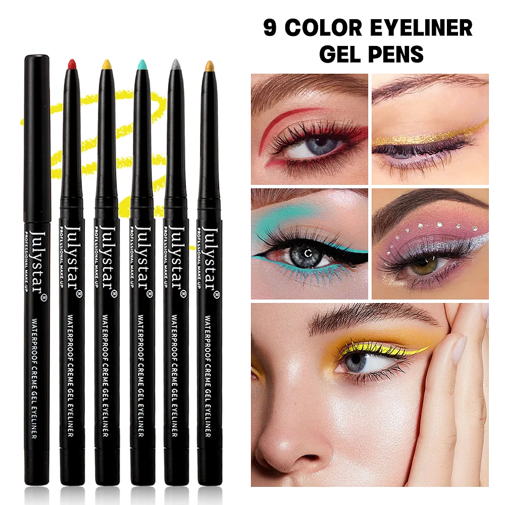 Julystar 9 Color Eyeliner Gel Shine Matte Luster Waterproof Long Lasting Professional Daily Rainbow Eyeliner Cosmetics