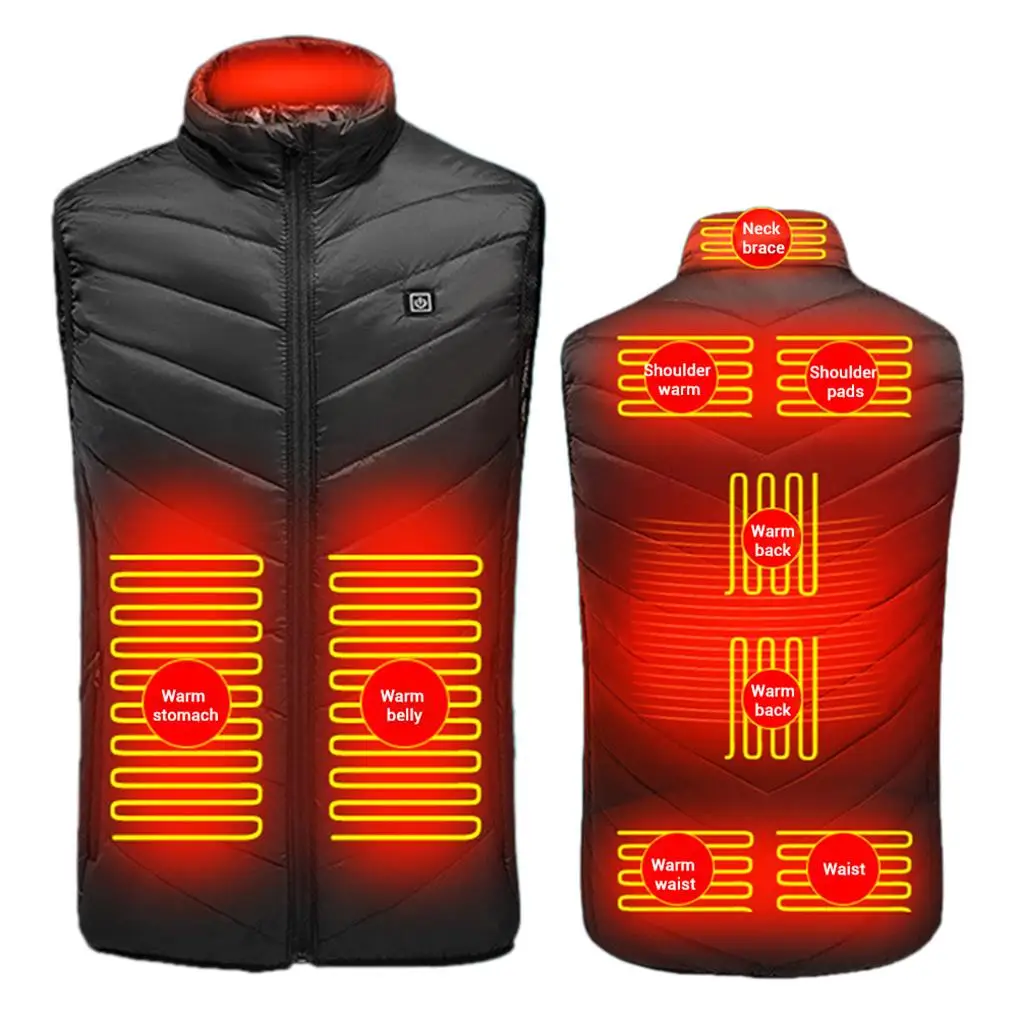 

9Areas Self Heating Vest Switch Control,Men Heating Jacket,USB Electric Heated Clothing Women Thermal Vest Warm Winter Man