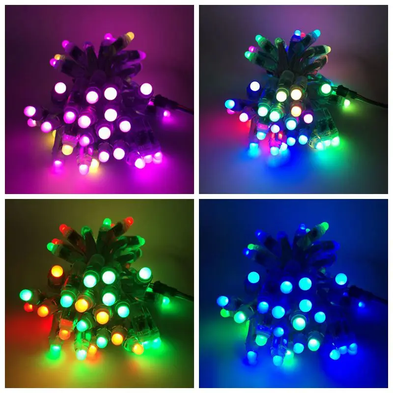 Imagem -05 - Full Color Led Iluminação Módulos 12 mm 10cm15cm Fios Impermeável Rgb Endereçável Led Strings para Sinal Comercial Dc5v Ws2811