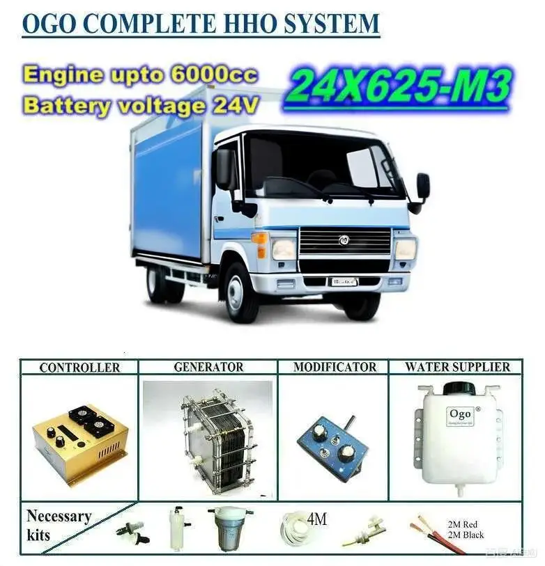 OGO Complete HHO system 24X625-M3 intelligent PWM controller CE&FCC MAF/MAP enhancer upto 6000CC
