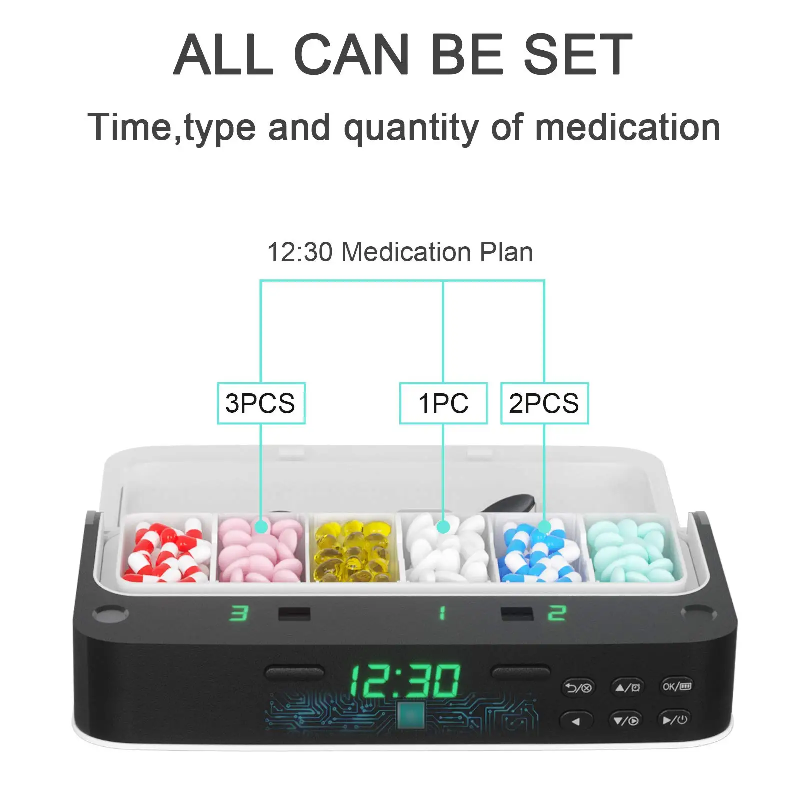 Smart Pill Dispenser Medicine Box, Organizer for 7 Days, Intelligent Alarm with Timer, Travel, Outdoor, Home Pill Box