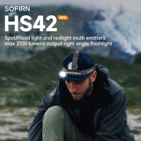 Sofirn HS42 Headlamp SST-40 18650 Rechargeable Torch 2100lm 6 LEDs with Red Light Spotlight  Floodlight USB C with Magnet Tail