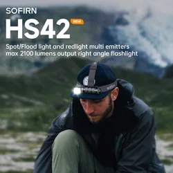 Sofirn hs42 farol SST-40 18650 tocha recarregável 2100lm 6 leds com luz vermelha holofote usb c com cauda magnética