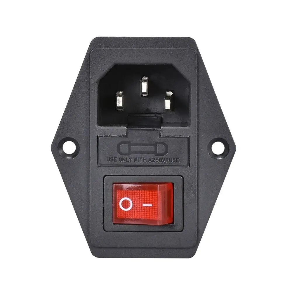 Fuse Switch 15A AC Power Socket 3Pin Fused Boat Rocker Switch 10A/250V AC Power Outlet for 3D Printer