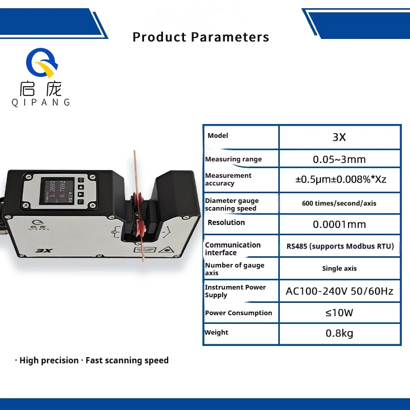 

QP3X 1.75mm Multi Color 3D Printing Laser Diameter Measuring Gauge for Extruder Production Line