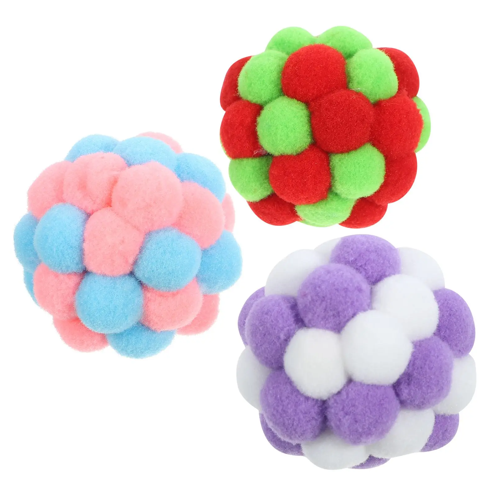 

3 Pcs Cat Bell Ball Interactive Pet Toys Kitten Balls with Bells For Indoor Cats Floor