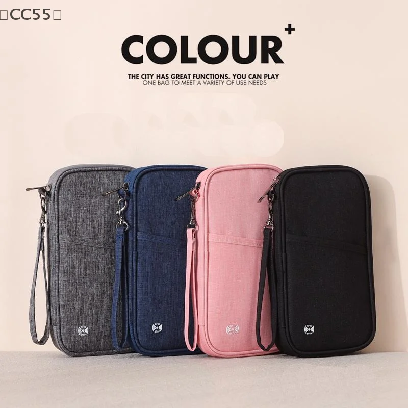 [-CC55」 محفظة جواز السفر بحجب RFID، محفظة أساسيات السفر، منظم مستندات السفر، حافظة بطاقات الائتمان، حقيبة حامل جواز السفر