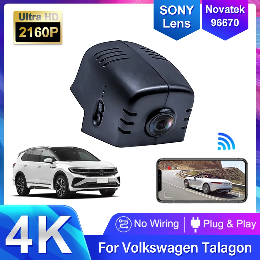 4K 2160P Plug and Play Easy Installation Car DVR Wifi Dashcam Dual Lens For Volkswagen VW Talagon 380TSI 530TSI 2021 By APP