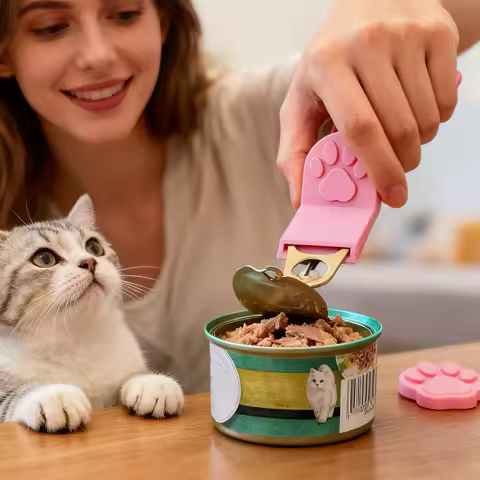 Food Can Opener Non-Slip Grip Pet Can Opener with Handle &amp; Easy-Clean Design Durable Kitchen Tool for Cat Dog Food Cans Opener