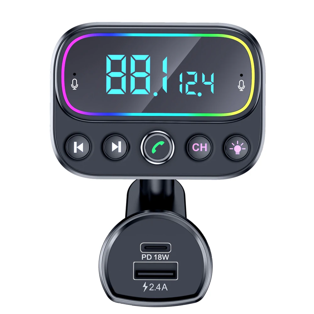 T67 18w de carregamento rápido sem fio aux para fora modulador rádio do carro transmissor fm bluetooth mãos livres kit mp3 player com pd tipo c dou
