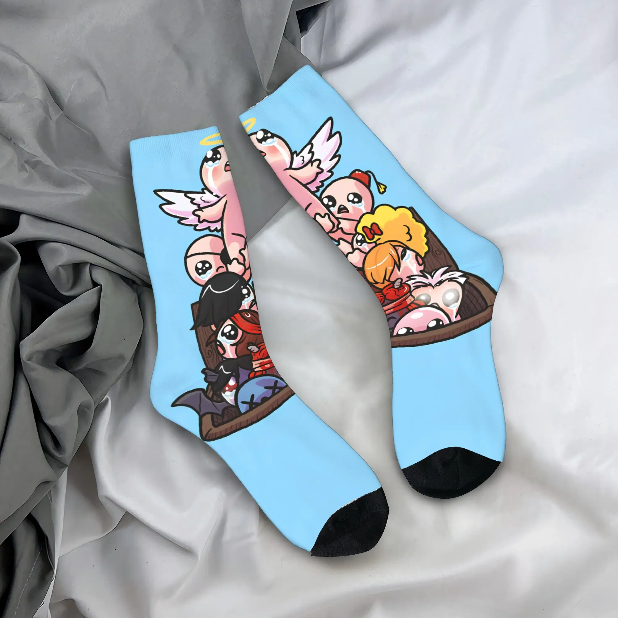 

Двухцветные носки The Binding of Isaac, кавайные чулки унисекс, мужские мягкие дышащие носки для скейтборда, зимние нескользящие носки с графическим рисунком