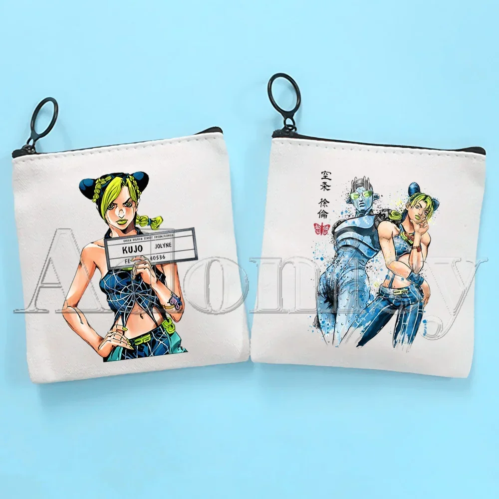 Jojo Bizarre Adventure Stone Ocean  Canvas Coin Purse Coin Purse Collection Canvas Bag Small Wallet Zipper Key Bag Hand Gift