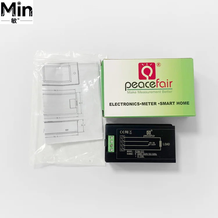PZEM-021 Single Phase AC Digital Energy Meter LCD Display Voltage Current KWh Meter PLC Compatible Industrial