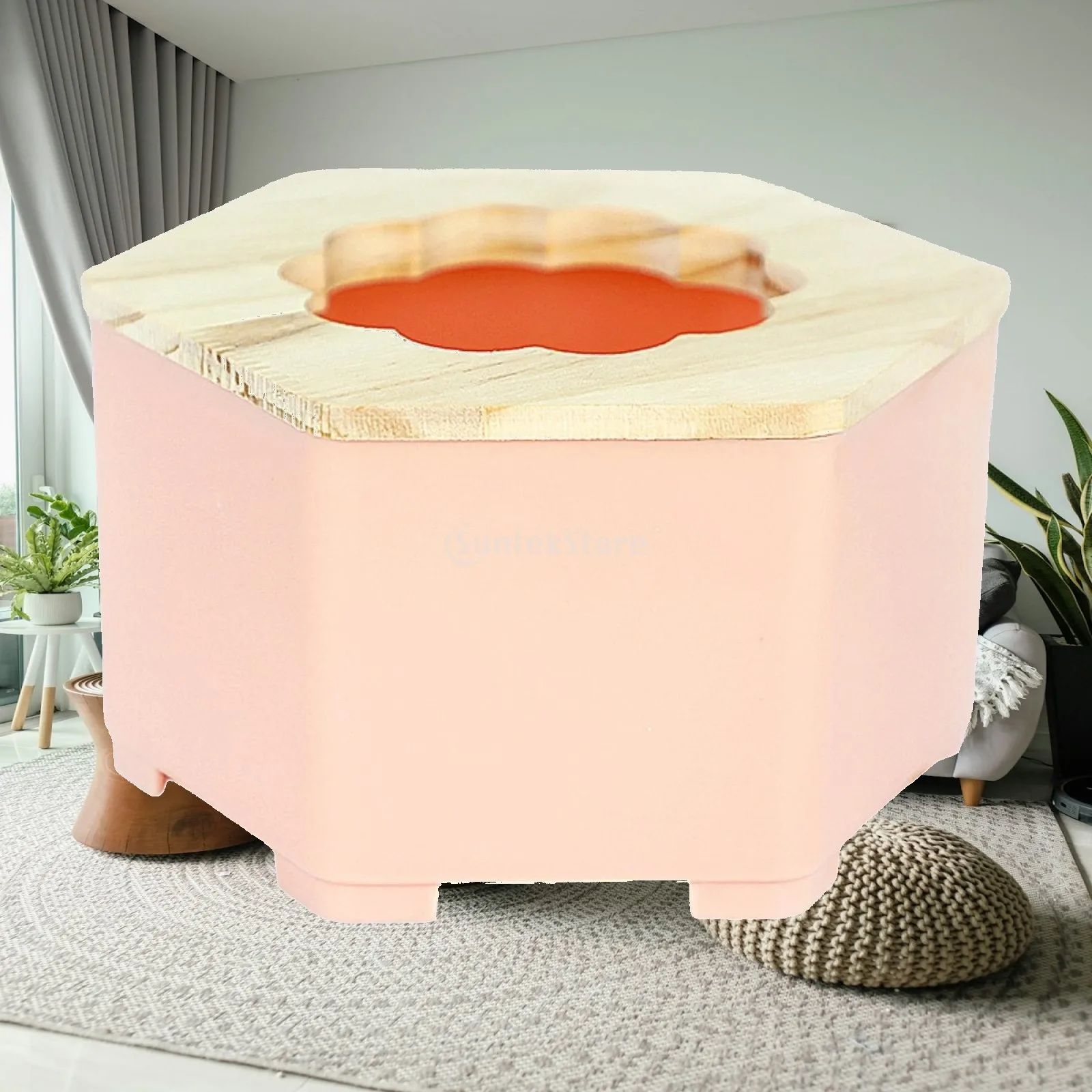 Hamster Bathroom Sand Box Potty with Wooden Lid Multi Function Bathtub for Hamster Cage Large Size