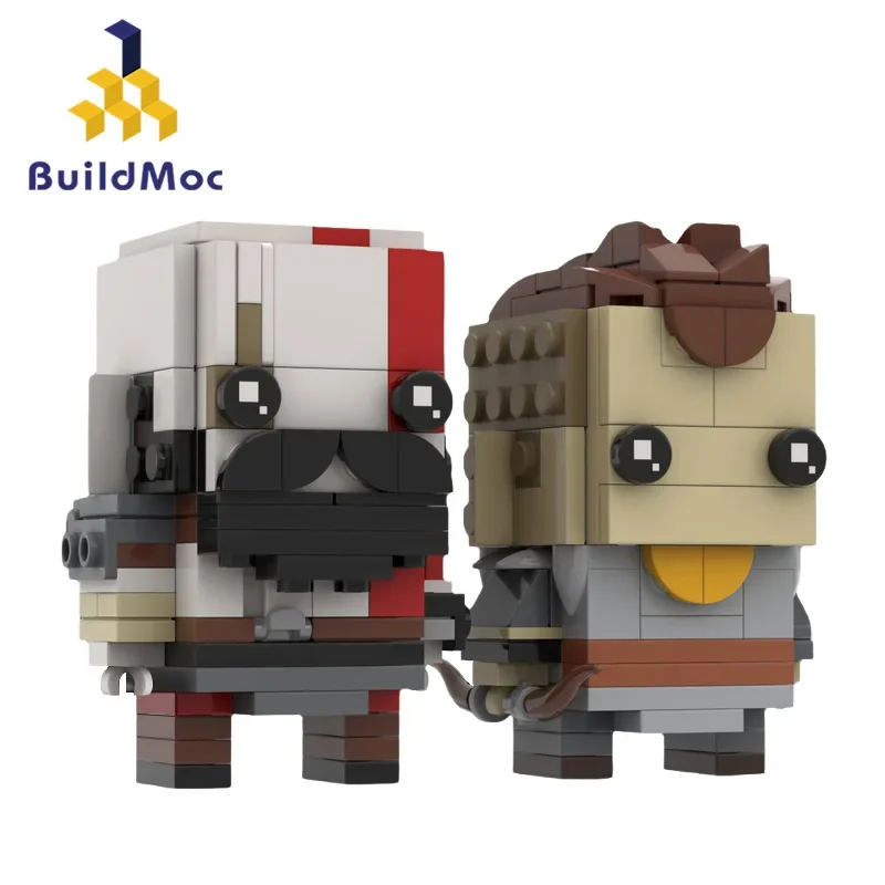 บล็อกตัวต่อ MOC-75471ชุดภาพยนตร์คลาสสิก Gods The Wars Kratos และ Atreus brickheadzs ของขวัญสำหรับเด็กของเล่นอิฐ