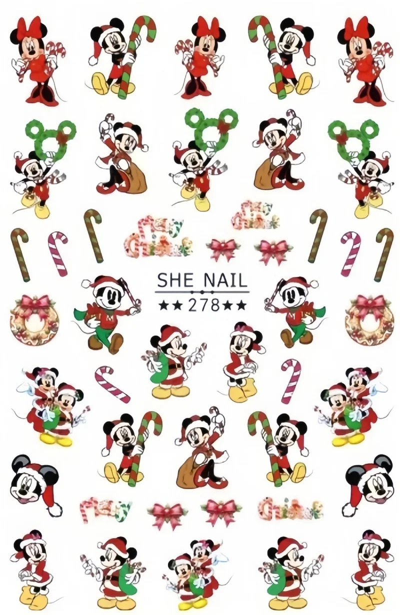 1PCS Disney Christmas New Anime Stickers Cute Mickey Minnie Stitch Cartoon Children's Toy Stickers Car Stickers