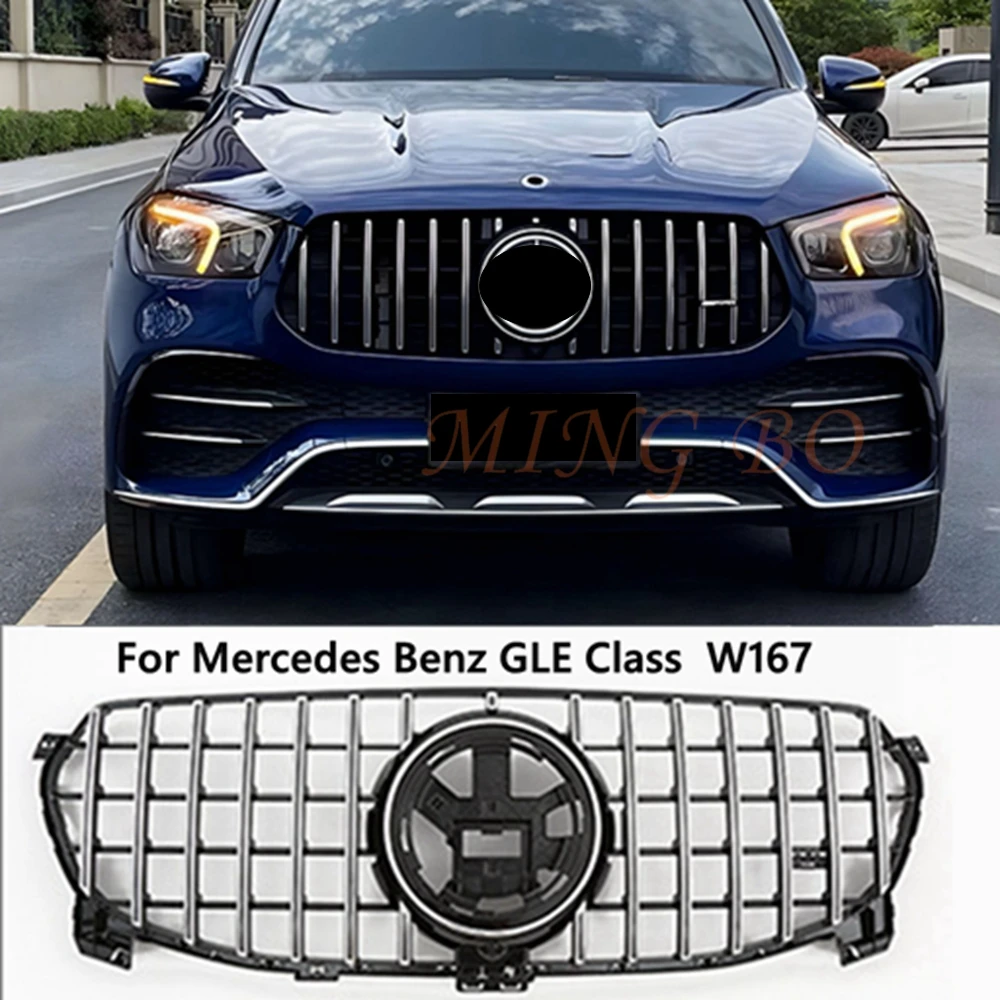 FOR  Mercedes W167 Benz GLE 2020+ Upgrade Front Hood Grille Racing Grill Perfect Match GT Diamond Sport Body Kit Trim
