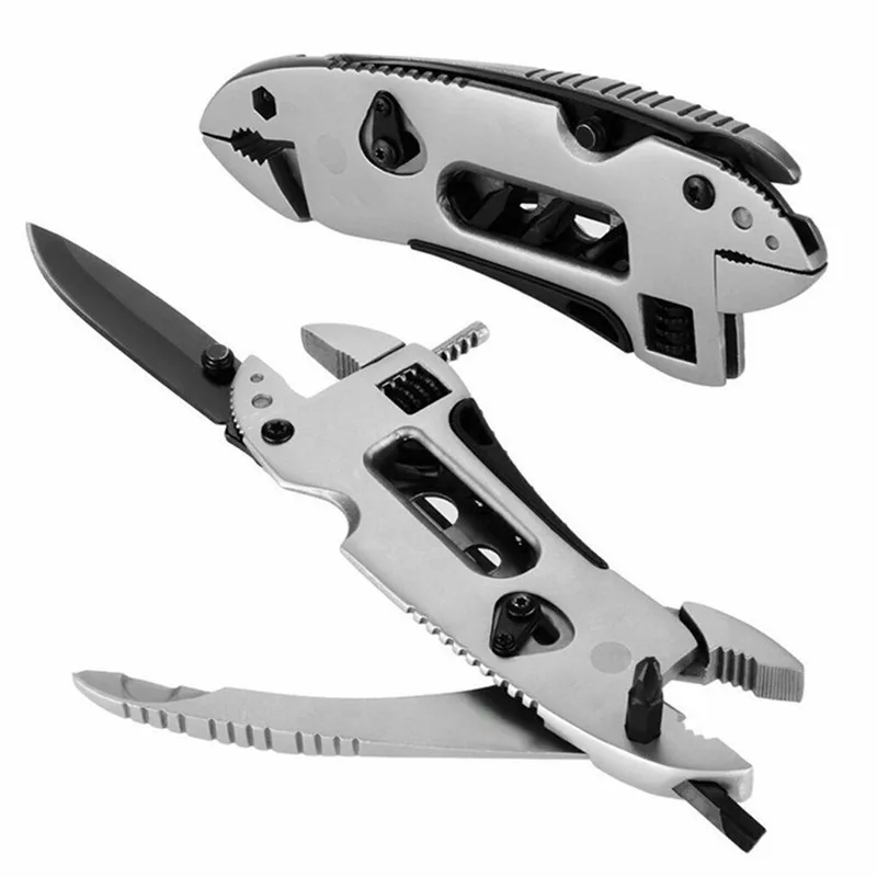Multipurpose Fold Multi Repair Tools Ajustar Chave de Fenda Chave Mandíbula Alicate Multifunções Spanner Gear ao ar Livre Sobreviver Acampamento