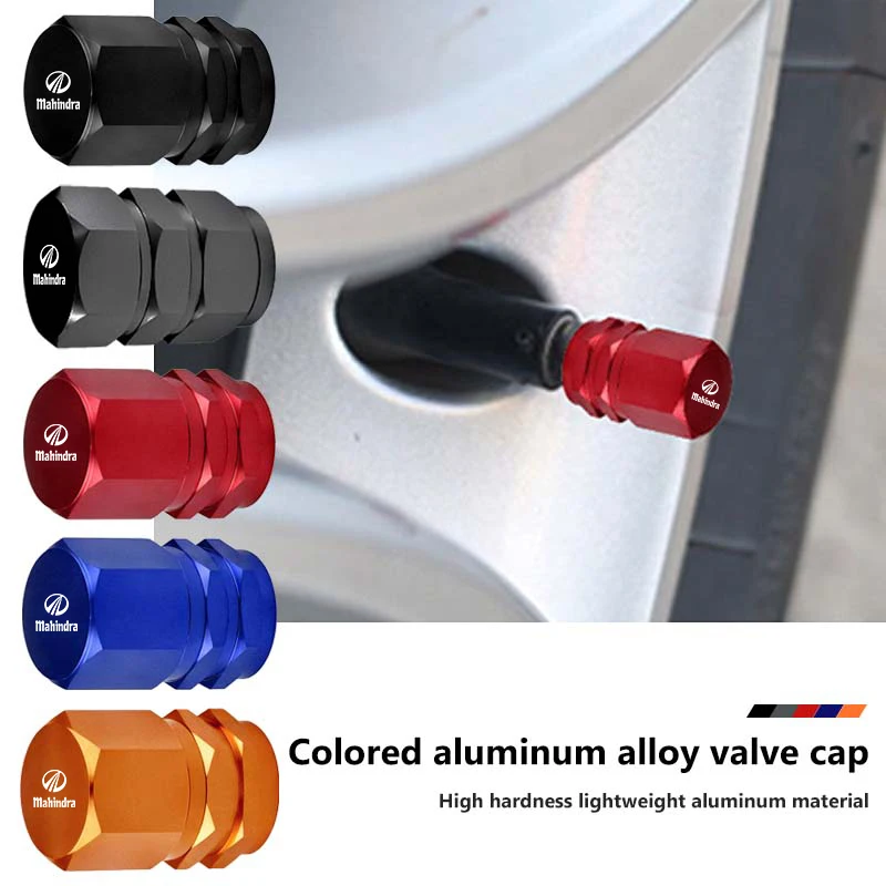 4 piezas de tapas de válvula de neumático de aluminio para coche, accesorios de estilo para Mahindra Bolero KUV100 ‌   Roxor ‌   Pik Up Pik Up